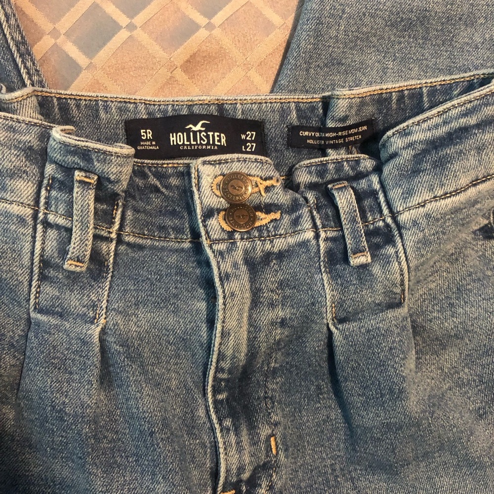 Hollister Womens Jeans 5R Curvy Ultra High Rise Mom Jeans Light Wash Vintage